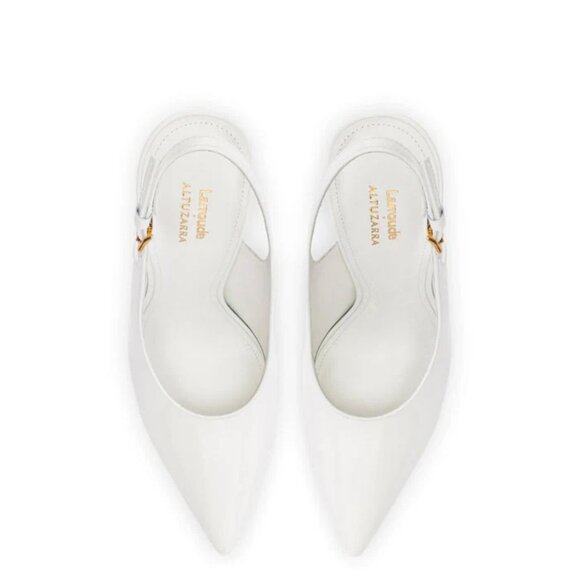 NEW LARROUDE Made In Brazil Leather Altuzuarra Collab Pumps IN White 1225 13m7 - Picture 5 of 9